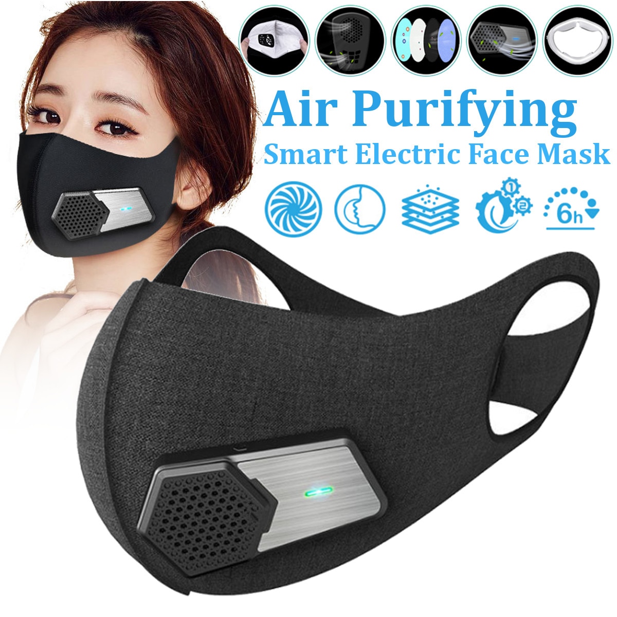 Smart Electric Face Mask Air Purifying N95 Anti-Pollution ...